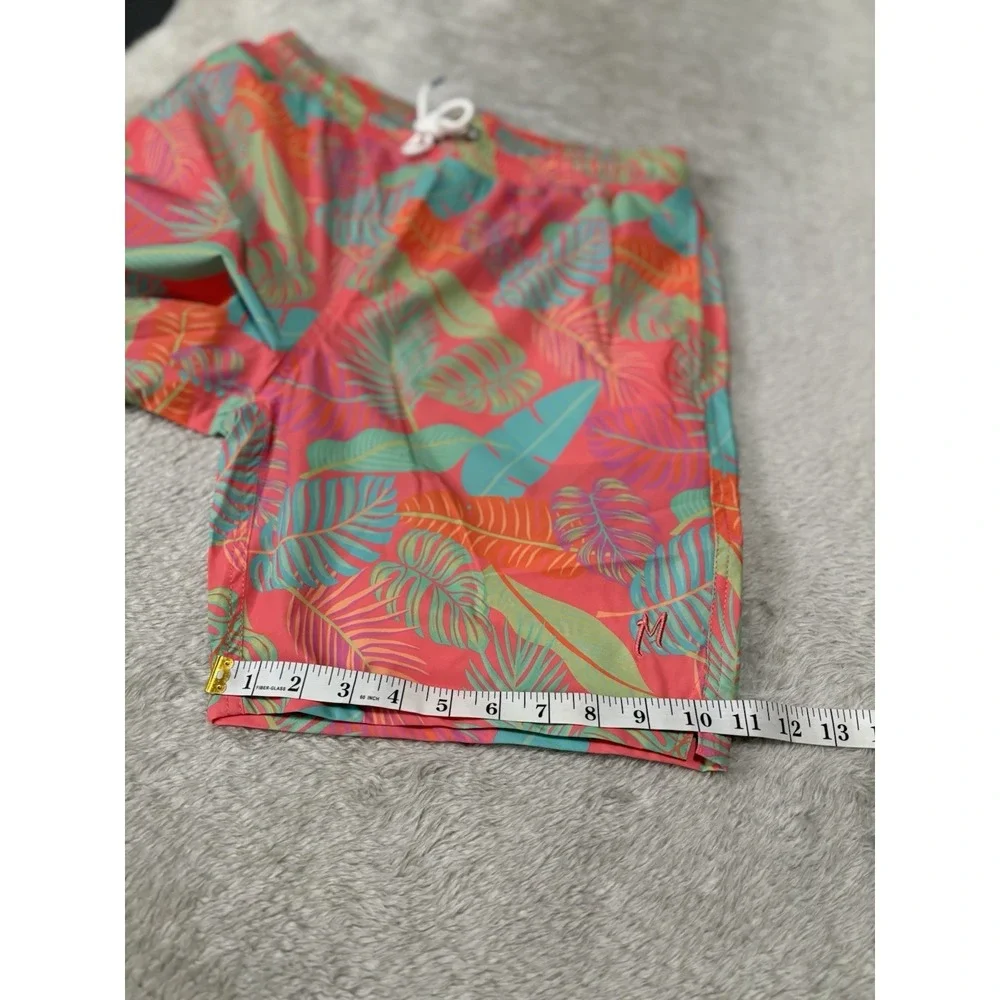 New Mugsy Mens Pink Floral Swim Shorts Size Medium Drawstrings‎ NWOT